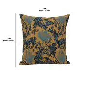 Anemone Blue Gold Belgian Couch Pillow | 16x16 in