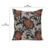 Anemone Blue Rust Belgian Couch Pillow | 16x16 in