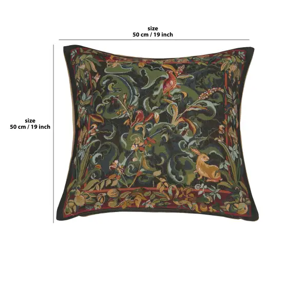 Animals With Aristoloches Green Cushion - 19 in. x 19 in. Cotton by Charlotte Home Furnishings | 19x19 in