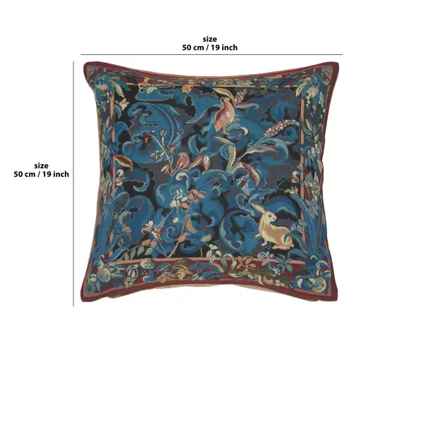 Animals with Aristoloches Blue Cushion | 19x19 in