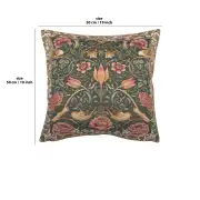 Roses and Birds Blue French Couch Cushion | 19x19 in