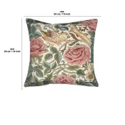 Zoom Bird and Roses White Cushion | 19x19 in