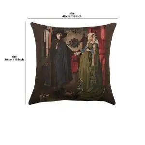 Arnolfini Belgian Cushion Cover - 18 in. x 18 in. Cotton/Viscose/Polyester by Jan and Hubert van Eyck