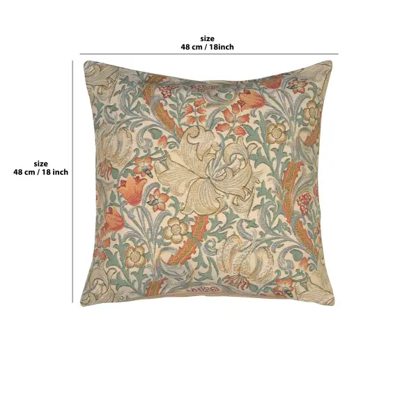 Golden Lily Light William Morris Belgian Cushion Cover - 18 in. x 18 in. Cotton/Polyester/Viscous by William Morris | 18x18 in