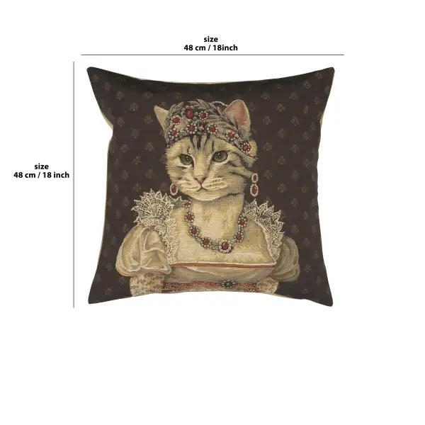 Chat Josephine Belgian Cushion Cover - 18 in. x 18 in. Cotton by Charlotte Home Furnishings | 18x18 in