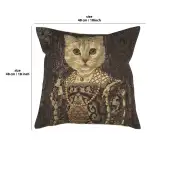 Cat With Crown B Belgian Cushion Cover - 18 in. x 18 in. Cotton by Charlotte Home Furnishings | 18x18 in