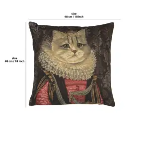 Cat With Crown C Belgian Cushion Cover - 18 in. x 18 in. Cotton by Charlotte Home Furnishings Inc