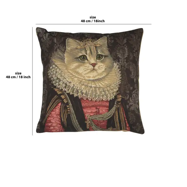 Cat With Crown C Belgian Cushion Cover - 18 in. x 18 in. Cotton by Charlotte Home Furnishings | 18x18 in