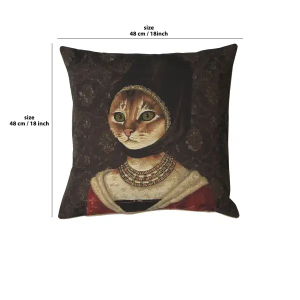 Cat With Hat A Belgian Cushion Cover - 18 in. x 18 in. Cotton by Charlotte Home Furnishings | 18x18 in