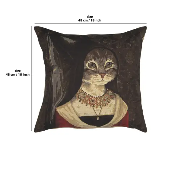 Cat With Hat B Belgian Cushion Cover - 18 in. x 18 in. Cotton by Charlotte Home Furnishings | 18x18 in