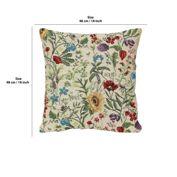 Fleurs Des Champs Belgian Cushion Cover - 18 in. x 18 in. Cotton by Charlotte Home Furnishings | 18x18 in