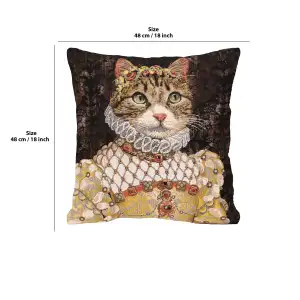 Grey Cat Sisi Belgian Cushion Cover - 18 in. x 18 in. Cotton by Charlotte Home Furnishings Inc