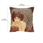 Mucha Emeraude I Belgian Cushion Cover | 18x18 in