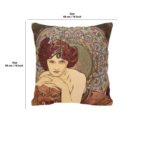 Mucha Emeraude I Belgian Cushion Cover | 18x18 in