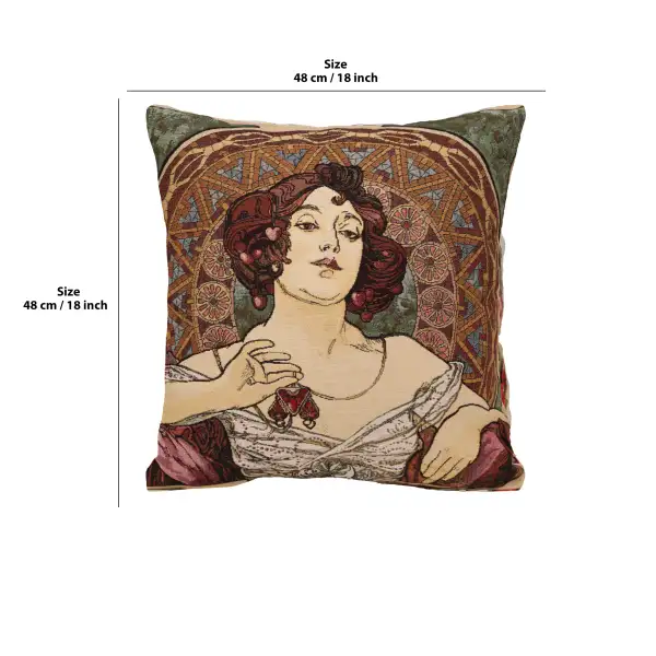 Mucha Rubis Stone I Belgian Cushion Cover | 18x18 in