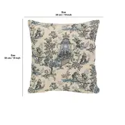 The Chinese on a Wheelbarrow Kiosk Blue Cushion | 19x19 in