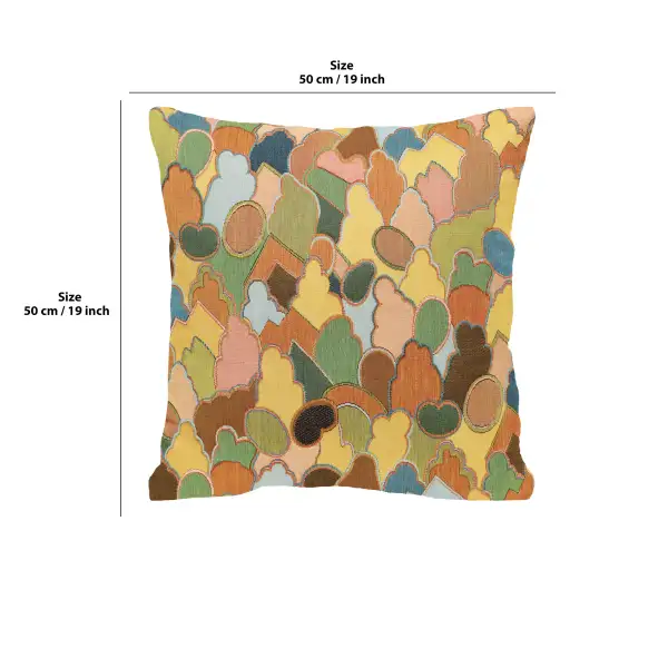 Mosaique Chinoise Footprint Yellow Cushion | 19x19 in