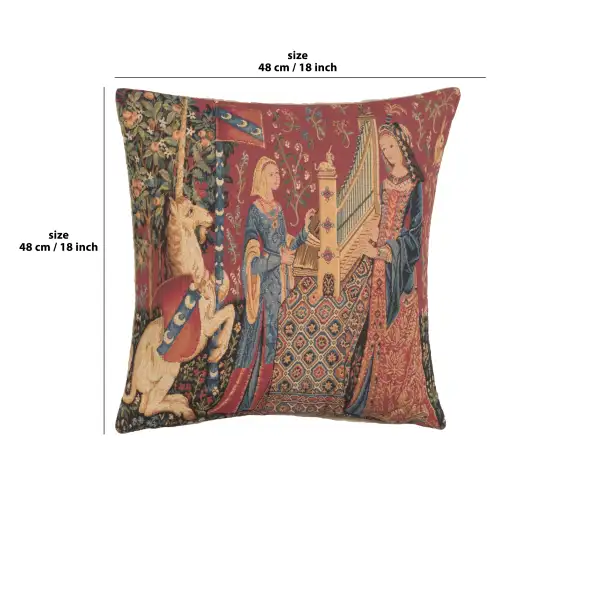Medieval Hearing Large Belgian Cushion Cover - 18 in. x 18 in. Cotton/Viscose/Polyester by Charlotte Home Furnishings | 18x18 in
