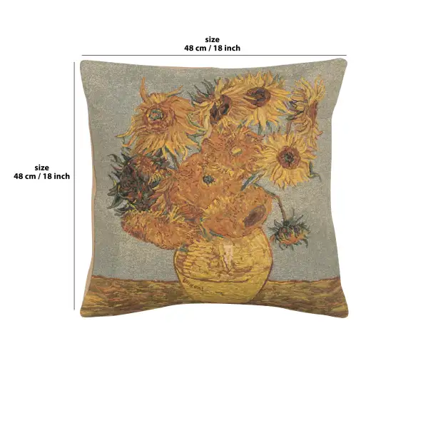 C Charlotte Home Furnishings Inc Van Gogh's Sunflower III European Cushion Cover - 18 in. x 18 in. Cotton/Polyester/Viscose by Vincent Van Gogh | 18x18 in