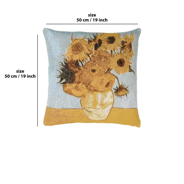 C Charlotte Home Furnishings Inc Sunflowers European Cushion Cover | Decorative Cushion Case with Cotton Viscose & Polyester | 18x18 Inch Cushion Cover for Living Room Couches | by Vincent Van Gogh | 19x19 in