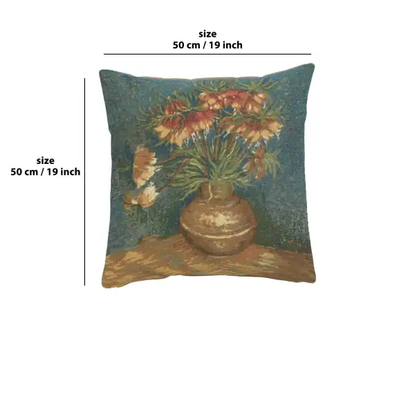 C Charlotte Home Furnishings Inc Lilies by Van Gogh French Tapestry Cushion - 19 in. x 19 in. Cotton by Vincent Van Gogh | 19x19 in