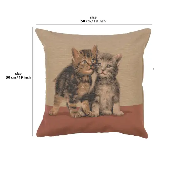 Two Kittens Cushion | 19x19 in