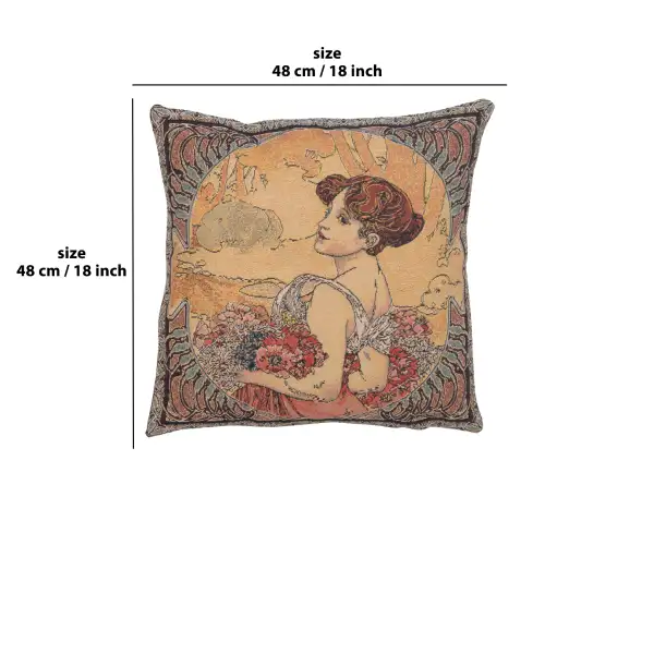 Mucha Summer II Belgian Cushion Cover | 18x18 in