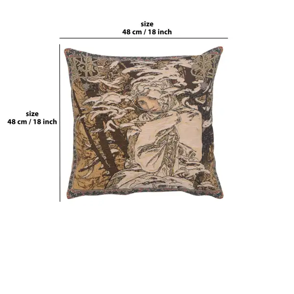 C Charlotte Home Furnishings Inc Mucha Winter I European Cushion Cover - 18 in. x 18 in. by Alphonse Mucha | 18x18 in