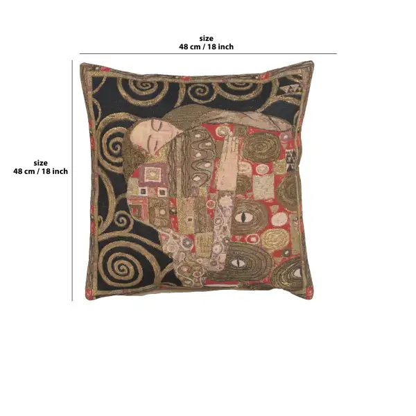 The Accomplissement Black Belgian Cushion Cover - 18 in. x 18 in. Cotton by Gustav Klimt | 18x18 in