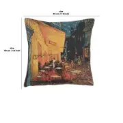 Cafe Terrace At Night Belgian Cushion Cover - 18 in. x 18 in. CottonLurex by Vincent Van Gogh | 18x18 in