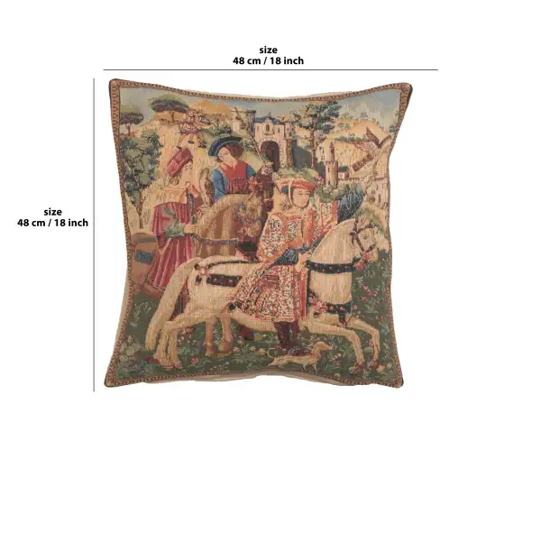 Hawking Scene Belgian Cushion Cover - 18 in. x 18 in. Cotton by Charlotte Home Furnishings | 18x18 in