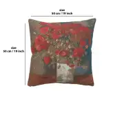 C Charlotte Home Furnishings Inc Van Gogh Poppies French Tapestry Cushion - 18 in. x 18 in. Cotton by Vincent Van Gogh | 18x18 in