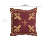 Fleur De Lys Red II Belgian Cushion Cover - 18 in. x 18 in. SoftCottonChenille by Charlotte Home Furnishings | 18x18 in