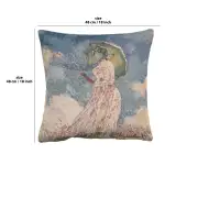 Monet's Lady With Umbrella Belgian Cushion Cover - 18 in. x 18 in. Cotton/Viscose/Polyester by Claude Monet | 18x18 in