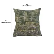Monet's Bridge At Giverny I Belgian Cushion Cover - 18 in. x 18 in. Cotton/Viscose/Polyester by Claude Monet | 18x18 in