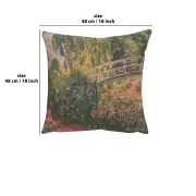 Monet's Japanese Bridge Belgian Cushion Cover - 18 in. x 18 in. Cotton/Viscose/Polyester by Claude Monet | 18x18 in