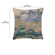 Monet's Water Lilies Belgian Cushion Cover - 18 in. x 18 in. Cotton/Viscose/Polyester by Claude Monet | 18x18 in