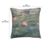 Monet's Water Lilies II Belgian Cushion Cover - 18 in. x 18 in. Cotton/Viscose/Polyester by Claude Monet | 18x18 in