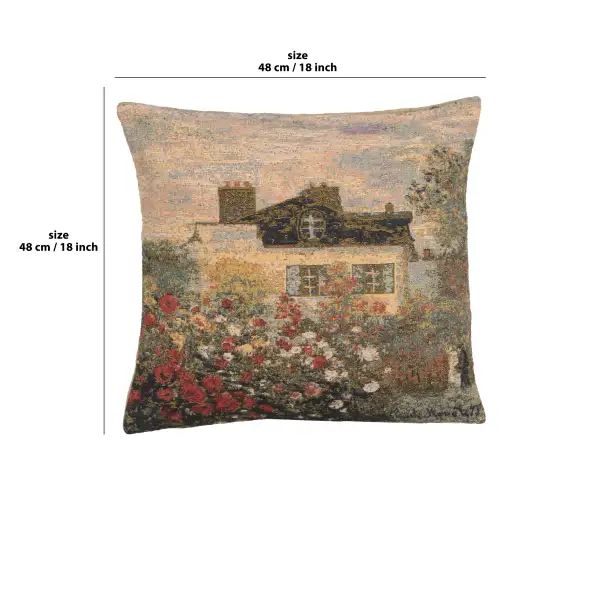 Monet's Mansion Belgian Cushion Cover - 18 in. x 18 in. Cotton/Viscose/Polyester by Claude Monet | 18x18 in