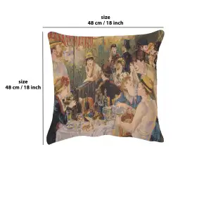 Luncheon Of The Boating Party I Belgian Cushion Cover - 18 in. x 18 in. Cotton/Viscose/Polyester by Pierre- Auguste Renoir