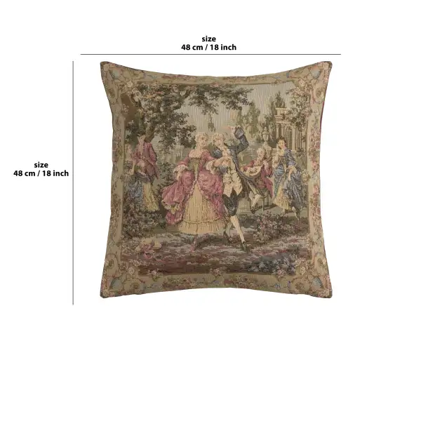 Garden Party Middle Panel Belgian Cushion Cover - 18 in. x 18 in. Cotton/Viscose/Polyester by Francois Boucher | 18x18 in