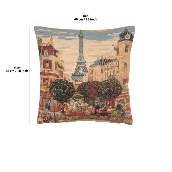 Eiffel Tower In Paris I Belgian Cushion Cover - 18 in. x 18 in. Cotton/Viscose/Polyester by Charlotte Home Furnishings | 18x18 in