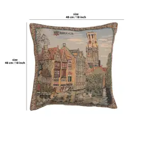 The Canals Of Bruges Belgian Cushion Cover - 18 in. x 18 in. Cotton/Viscose/Polyester by Charlotte Home Furnishings Inc