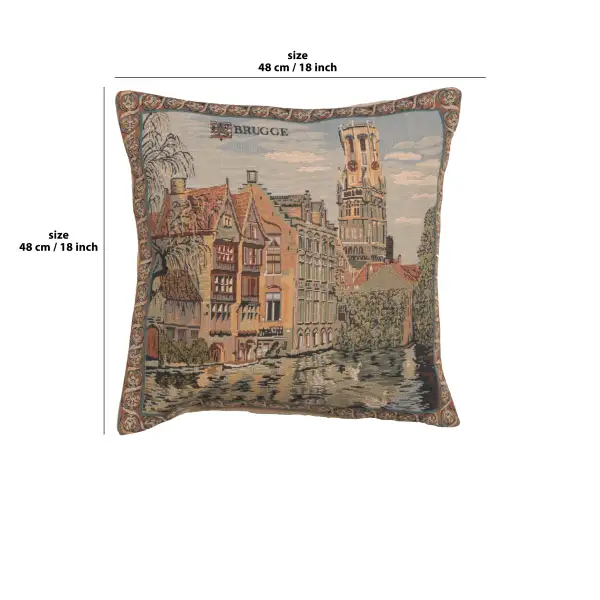 The Canals Of Bruges Belgian Cushion Cover - 18 in. x 18 in. Cotton/Viscose/Polyester by Charlotte Home Furnishings | 18x18 in
