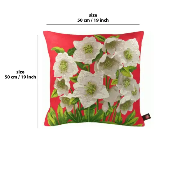 Helleborus Red  Cushion | 19x19 in