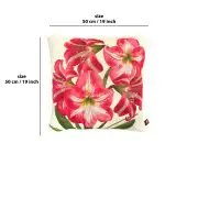 Amaryllis 5 Flowers White  Cushion | 19x19 in