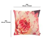Close Up Pink Dahlias Purple Background Cushion | 19x19 in