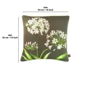 Agapanthus 3 Flowers Grey  Cushion | 19x19 in