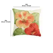 Nasturtium 2 White  Cushion | 19x19 in