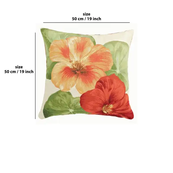 Nasturtium 2 White  Cushion | 19x19 in